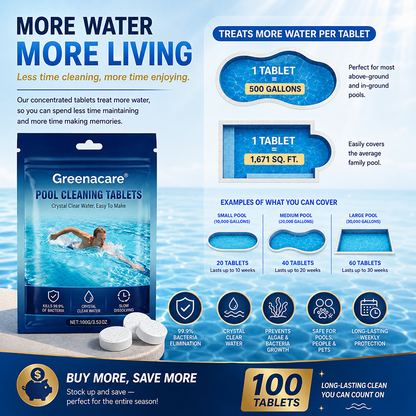 💥Hot Sale🏊‍♂️Greenacare® 2026 Next-Gen Pool Cleaning Tablets for Crystal Clear Water