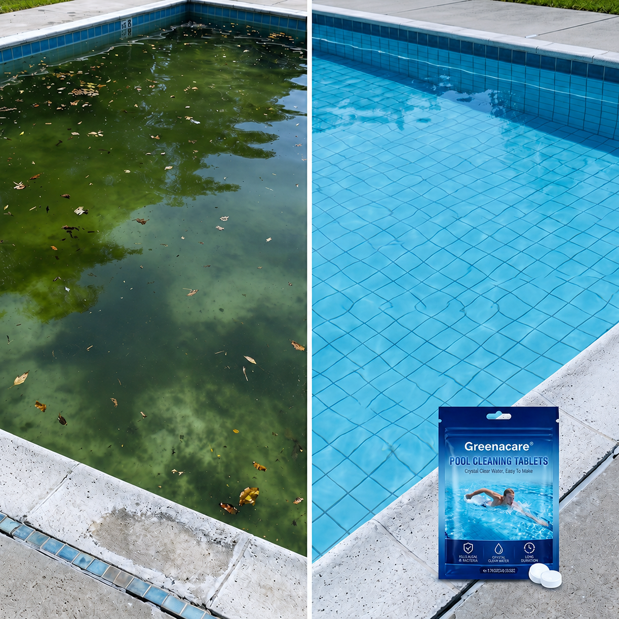 💥Hot Sale🏊‍♂️Greenacare® 2026 Next-Gen Pool Cleaning Tablets for Crystal Clear Water